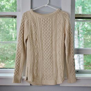 L.L. Bean Women's Signature Cotton Fisherman Tunic Sweater | Beige | Size XXS